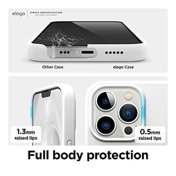 elago Liquid Silicone Case Compatible with iPhone 13 Pro Case (6.1"), Premium Silicone, Full Body Protection - 3 Layer Shockproof Phone Cover, Anti-Scratch Soft Microfiber Lining (White)