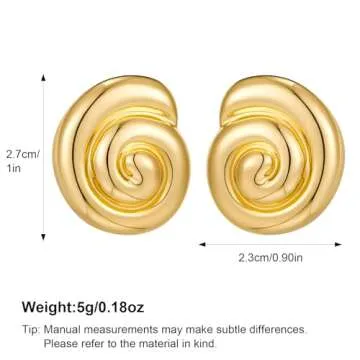 MUYAN Polished Gold Spiral Conch Shell Earrings for Women Trendy Large Thick Swirl Conch Stud Earrings Beach Jewelry