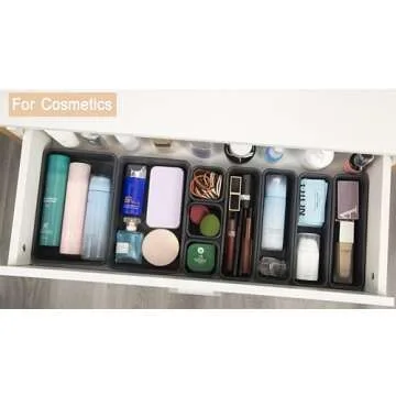 Kutesna 15 PCS Interlocking Desk Drawer Organizer Separator for Office,Bathroom,Kitchen,Makeup（Black）