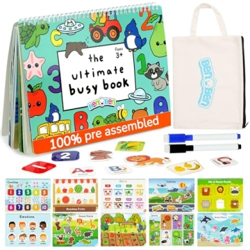 BenBen Busy Book for Toddlers, 30 Pages, Pre-Assembled, Preschool Learning Activities, Montessori To...