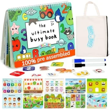 BenBen Busy Book for Toddlers, 30 Pages, Pre-Assembled, Preschool Learning Activities, Montessori To...