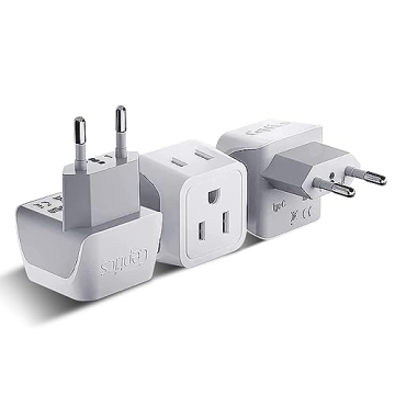 Ultra Compact Ceptics Europe Travel Adapter - Dual Input, Lightweight