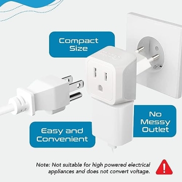 Ceptics Europe Travel Adapter Dual Input Ultra Compact