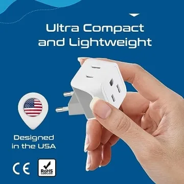 Ceptics Europe Travel Adapter Dual Input Ultra Compact