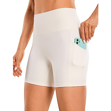 CRZ YOGA Women's Butterluxe Biker Shorts with Pockets - 5" High Waisted Yoga Leggings