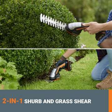WORX WG801 20V PowerShare 4" Cordless Shear and 8" Shrubber Trimmer (Battery & Charger Included)