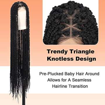 Brinbea 46" Knotless Braided Wigs for Women Lace Front Twist Braid Wig with Baby Hair Full Double La...