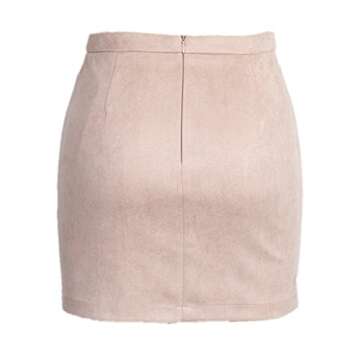 katiewens High Waist Lace Up Mini Pencil Skirt Beige