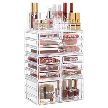 HBlife Acrylic Clear Dustproof Makeup Storage Organizer Drawers Large Skin Care Cosmetic Display Cas...