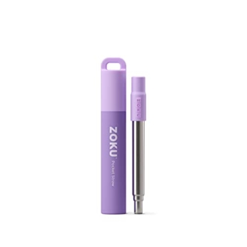 ZOKU Reusable Stainless Steel Straw with Silicone Mouthpiece - Eco-Friendly & Portable