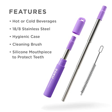 ZOKU Reusable Stainless Steel Straw Silicone Mouthpiece Eco