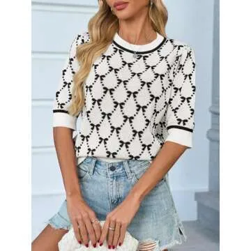 Saodimallsu Cute Bow Knit Summer Sweater for Women
