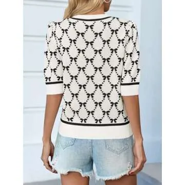 Saodimallsu Cute Bow Knit Summer Sweater for Women