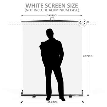【Easy Set Up】 RAUBAY 59.8 x 82.7in Collapsible White Backdrop Screen Portable Retractable Panel ...