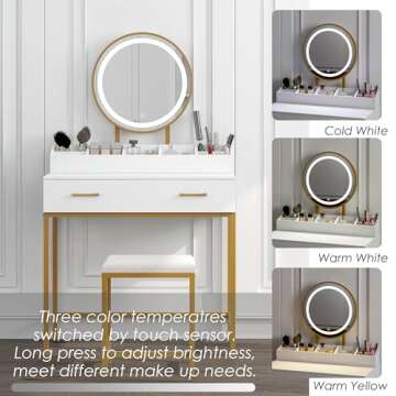 Elegant UTEX Makeup Vanity Desk with LED Lights