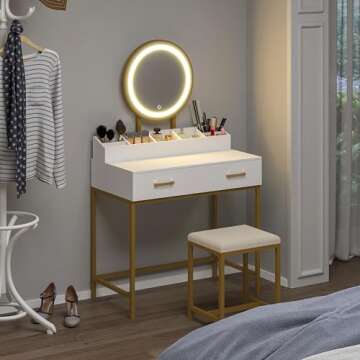 Elegant UTEX Makeup Vanity Desk with LED Lights