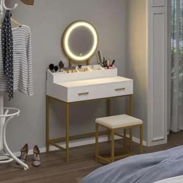Elegant UTEX Makeup Vanity Desk with LED Lights