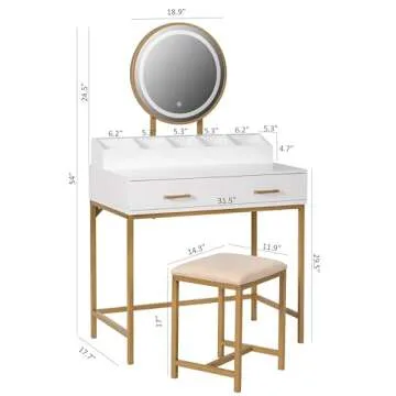 Elegant UTEX Makeup Vanity Desk with LED Lights