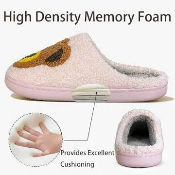 Bear Slippers for Women Christmas Slippers Cute Pink Teddy Bear Slippers Indoor and Outdoor fluffy C...