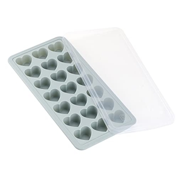 Heart Shaped Ice Cube Trays with Lid - 21-Cavity Silicone Molds