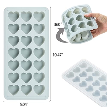 Heart Shaped Ice Cube Trays with Lid for Fun Drinks