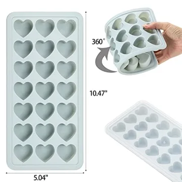 Heart Shaped Ice Cube Trays with Lid for Fun Drinks