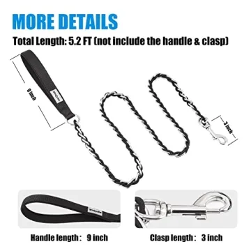 Durable Chew Proof Metal Chain Dog Leash for Pets