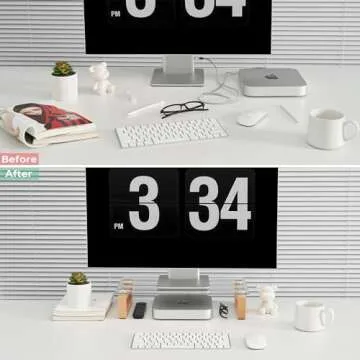 YEOUX Multi-Purpose Desktop Stand, Clear Floating Computer Monitor Riser with Natural Wood Base, Desk Organization Shelf for Printer, Laptop, Audio Device, Flat Screen