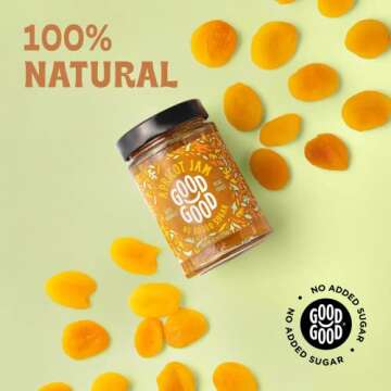 GOOD GOOD No Added Sugar Apricot Jam - Keto Friendly Jelly - Low Carb, Low-Calorie and Vegan - Diabetic Friendly - 12oz / 330g (Pack of 1)