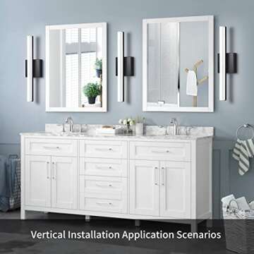 kinyota Modern LED Vanity Lights for Bathroom 16IN 9W Daylight White Black Bathroom Light Fixtures Bathroom Lights Over Mirror Vanity Lighting Fixtures Bathroom Vanity Light