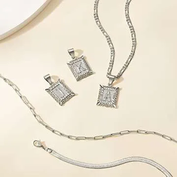 KissYan Layered Silver Initial Necklace for Women