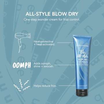 Bumble and bumble. All-Style Blow Dry Heat Protective Styling Cream | Anti Frizz + Adds Shine | Wavy, Straight, 5 Fl Oz