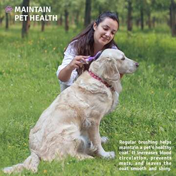 Round Bristle Pet Brush for Dogs and Cats - Soft Dog Brush for Grooming Short or Long Hair - Gentle Tool for Sensitive Skin Removes Dander, Dirt, and Detangles - Purple