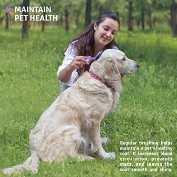 Round Bristle Pet Brush for Dogs and Cats - Soft Dog Brush for Grooming Short or Long Hair - Gentle Tool for Sensitive Skin Removes Dander, Dirt, and Detangles - Purple