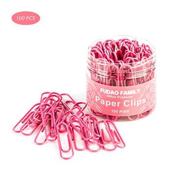 Jumbo Paper Clips, 2 Inch Large Paper Clip, 100 pcs Paperclips (Jumbo, Pink)