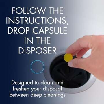 Glisten Garbage Disposer Freshener, Sink Disposal Odor Eliminator, Quick and Easy-to-Use, Lemon Scent, 10 Capsules