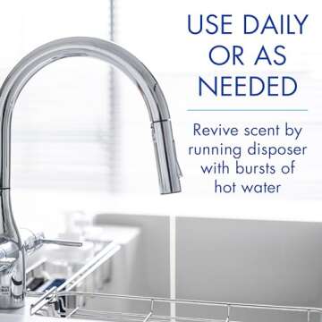 Glisten Garbage Disposer Freshener, Sink Disposal Odor Eliminator, Quick and Easy-to-Use, Lemon Scent, 10 Capsules