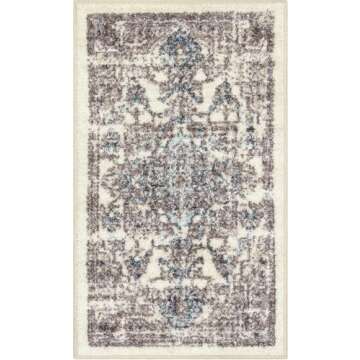 Maples Rugs Tapestry Farmhouse Area Rugs – Made in USA – Washable, Non Slip Indoor Carpet for Entryway, Foyer, Kitchen, and Bathroom, 1'8 x 2'10, Taupe/Grey