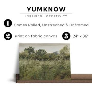 Rustic Farmhouse Wall Art Decor - 24x36 Large Unframed Rolled Canvas - Boho Landscape Picture - Spri...