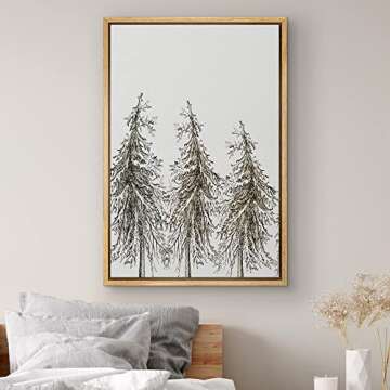 SIGNWIN Framed Canvas Wall Art Tall Trees Geometric Patterns Digital Art Modern Art Contemporary Rel...