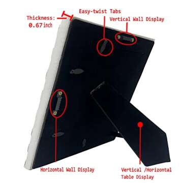 FJXMFRAME 5x7 Black and White Picture Frame Checkered Picture Frame for Tabletop & Wall Display, Checkered Decor Unique Fun Picture Frames Resin