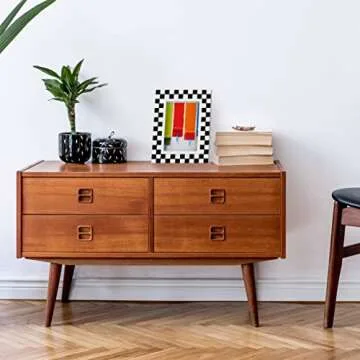 FJXMFRAME 5x7 Black and White Picture Frame Checkered Picture Frame for Tabletop & Wall Display, Checkered Decor Unique Fun Picture Frames Resin