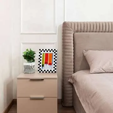 FJXMFRAME 5x7 Black and White Picture Frame Checkered Picture Frame for Tabletop & Wall Display, Checkered Decor Unique Fun Picture Frames Resin