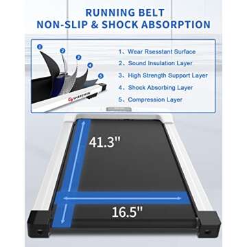 Desk Treadmill, Under Desk Walking Pad 2.5HP 300lb Electric Treadmill, Small Treadmill Compact Electric Mini Running Machine Walking Jogging Machine for Home Office with Remote Control, White