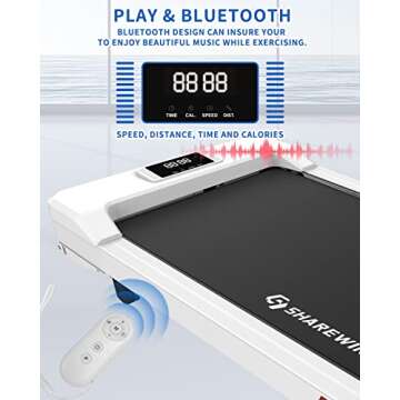 Desk Treadmill, Under Desk Walking Pad 2.5HP 300lb Electric Treadmill, Small Treadmill Compact Electric Mini Running Machine Walking Jogging Machine for Home Office with Remote Control, White