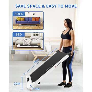 Desk Treadmill, Under Desk Walking Pad 2.5HP 300lb Electric Treadmill, Small Treadmill Compact Electric Mini Running Machine Walking Jogging Machine for Home Office with Remote Control, White