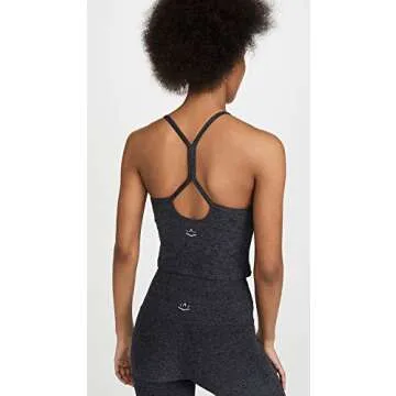 Beyond Yoga Women's Spacedye Slim Racerback Cropped Tank, Black/Charcoal, XS