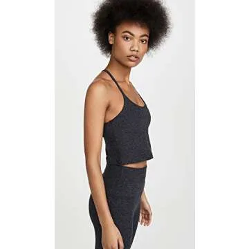 Beyond Yoga Women's Spacedye Slim Racerback Cropped Tank, Black/Charcoal, XS