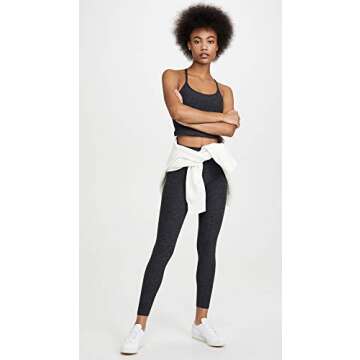 Beyond Yoga Women's Spacedye Slim Racerback Cropped Tank, Black/Charcoal, XS