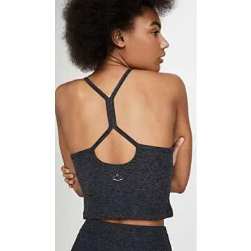 Beyond Yoga Women's Spacedye Slim Racerback Cropped Tank, Black/Charcoal, XS